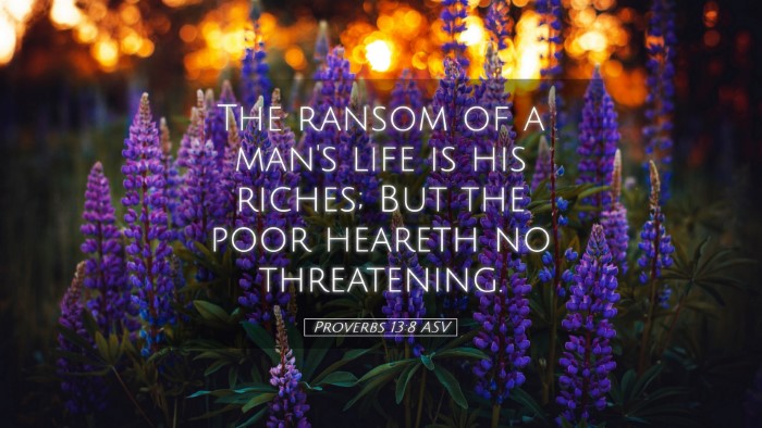 Picture 05 - Proverbs 13:8 ASV Desktop Wallpaper - The ransom of a man's life is his riches; But the - Desktop Bible Verse Wallpaper