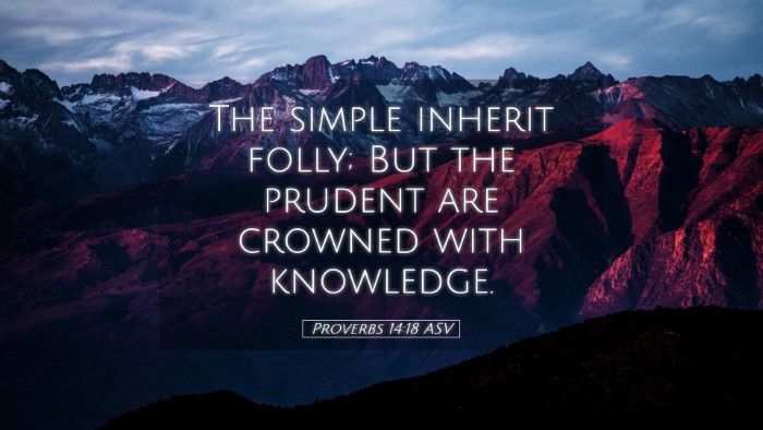 Picture 05 - Proverbs 14:18 ASV Desktop Wallpaper - The simple inherit folly; But the prudent are - Desktop Bible Verse Wallpaper