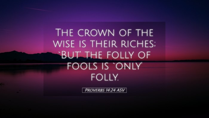 Picture 05 - Proverbs 14:24 ASV Desktop Wallpaper - The crown of the wise is their riches; `But' the - Desktop Bible Verse Wallpaper