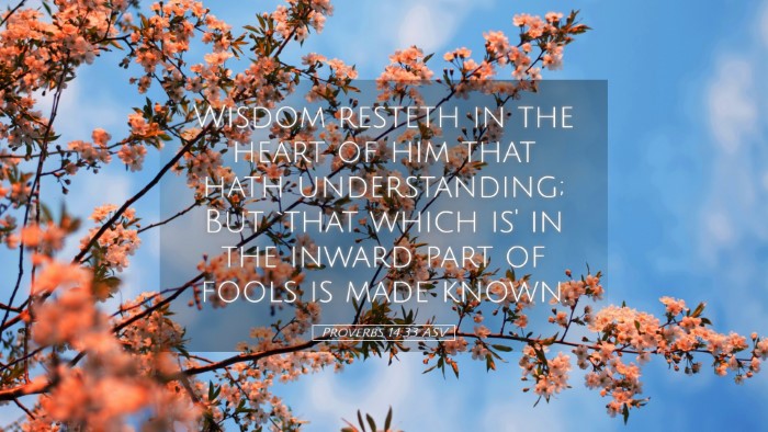 Picture 05 - Proverbs 14:33 ASV Desktop Wallpaper - Wisdom resteth in the heart of him that hath - Desktop Bible Verse Wallpaper