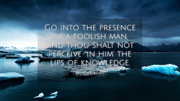 Picture 05 - Proverbs 14:7 ASV Desktop Wallpaper - Go into the presence of a foolish man, And thou - Desktop Bible Verse Wallpaper
