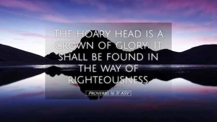 Picture 05 - Proverbs 16:31 ASV Desktop Wallpaper - The hoary head is a crown of glory; It shall be - Desktop Bible Verse Wallpaper