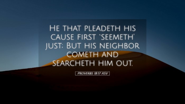 Picture 05 - Proverbs 18:17 ASV Desktop Wallpaper - He that pleadeth his cause first `seemeth' just; - Desktop Bible Verse Wallpaper