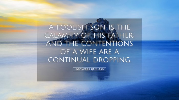 Picture 05 - Proverbs 19:13 ASV Desktop Wallpaper - A foolish son is the calamity of his father; And - Desktop Bible Verse Wallpaper