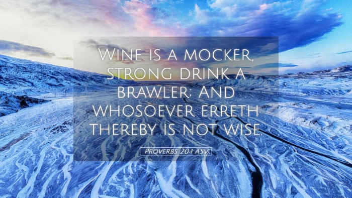 Picture 05 - Proverbs 20:1 ASV Desktop Wallpaper - Wine is a mocker, strong drink a brawler; And - Desktop Bible Verse Wallpaper