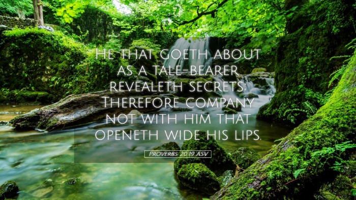 Picture 05 - Proverbs 20:19 ASV Desktop Wallpaper - He that goeth about as a tale-bearer revealeth - Desktop Bible Verse Wallpaper