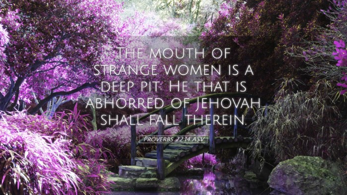 Picture 05 - Proverbs 22:14 ASV Desktop Wallpaper - The mouth of strange women is a deep pit: He that - Desktop Bible Verse Wallpaper