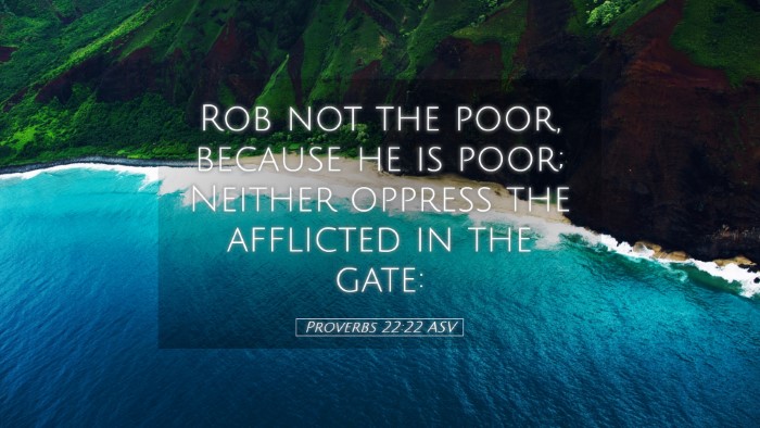 Picture 05 - Proverbs 22:22 ASV Desktop Wallpaper - Rob not the poor, because he is poor; Neither - Desktop Bible Verse Wallpaper