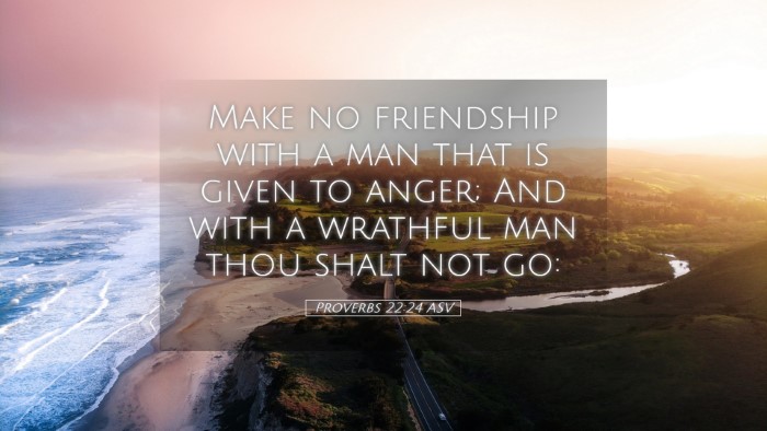 Picture 05 - Proverbs 22:24 ASV Desktop Wallpaper - Make no friendship with a man that is given to - Desktop Bible Verse Wallpaper