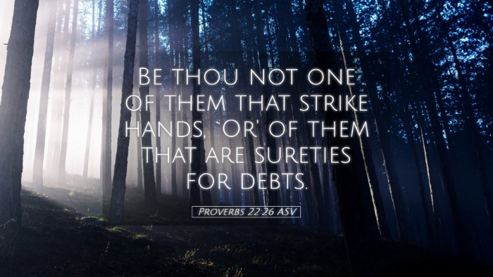 Picture 05 - Proverbs 22:26 ASV Desktop Wallpaper - Be thou not one of them that strike hands, `Or' - Desktop Bible Verse Wallpaper