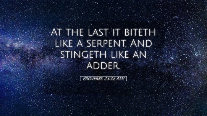 Picture 05 - Proverbs 23:32 ASV Desktop Wallpaper - At the last it biteth like a serpent, And - Desktop Bible Verse Wallpaper