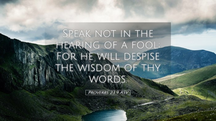 Picture 05 - Proverbs 23:9 ASV Desktop Wallpaper - Speak not in the hearing of a fool; For he will - Desktop Bible Verse Wallpaper