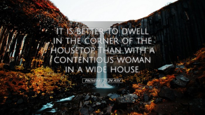 Picture 05 - Proverbs 25:24 ASV Desktop Wallpaper - It is better to dwell in the corner of the - Desktop Bible Verse Wallpaper