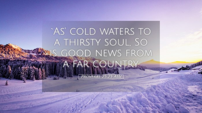 Picture 05 - Proverbs 25:25 ASV Desktop Wallpaper - `As' cold waters to a thirsty soul, So is good - Desktop Bible Verse Wallpaper