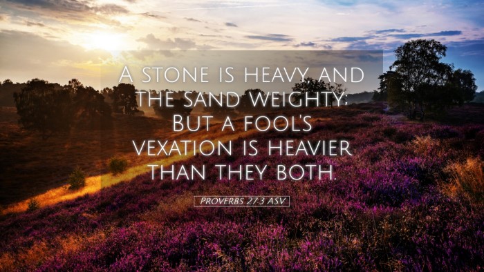 Picture 05 - Proverbs 27:3 ASV Desktop Wallpaper - A stone is heavy, and the sand weighty; But a - Desktop Bible Verse Wallpaper