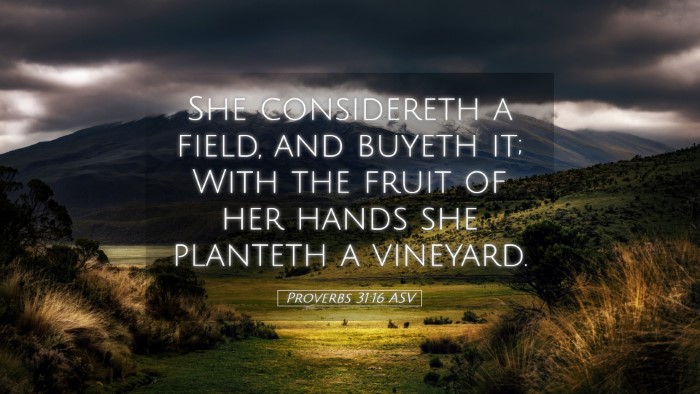 Picture 05 - Proverbs 31:16 ASV Desktop Wallpaper - She considereth a field, and buyeth it; With the - Desktop Bible Verse Wallpaper