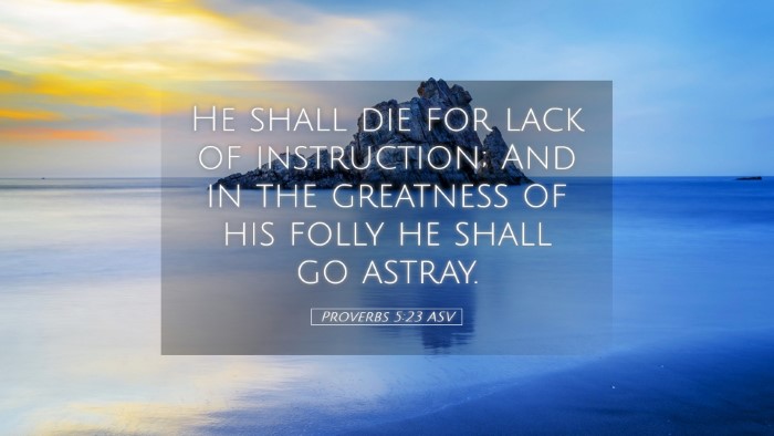 Picture 05 - Proverbs 5:23 ASV Desktop Wallpaper - He shall die for lack of instruction; And in the - Desktop Bible Verse Wallpaper