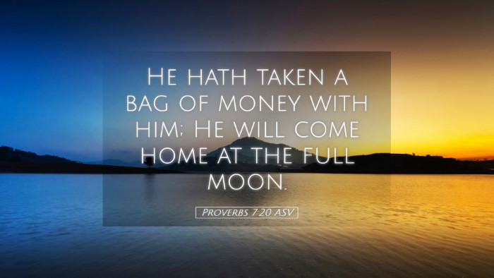 Picture 05 - Proverbs 7:20 ASV Desktop Wallpaper - He hath taken a bag of money with him; He will - Desktop Bible Verse Wallpaper