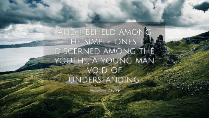 Picture 05 - Proverbs 7:7 ASV Desktop Wallpaper - And I beheld among the simple ones, I discerned - Desktop Bible Verse Wallpaper