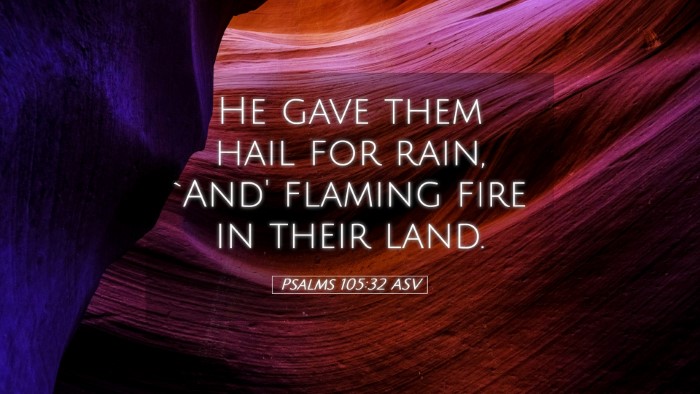 Picture 05 - Psalms 105:32 ASV Desktop Wallpaper - He gave them hail for rain, `And' flaming fire in - Desktop Bible Verse Wallpaper