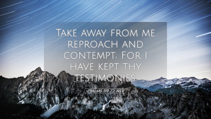 Picture 05 - Psalms 119:22 ASV Desktop Wallpaper - Take away from me reproach and contempt; For I - Desktop Bible Verse Wallpaper