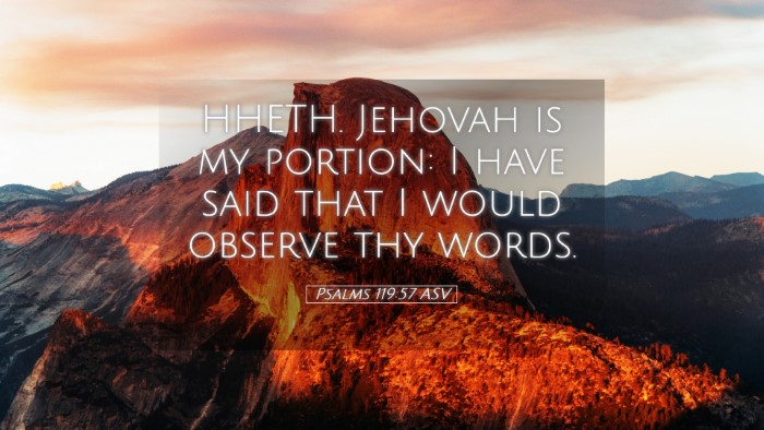 Picture 05 - Psalms 119:57 ASV Desktop Wallpaper - HHETH. Jehovah is my portion: I have said that I - Desktop Bible Verse Wallpaper