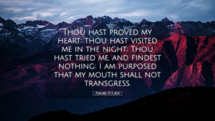 Picture 05 - Psalms 17:3 ASV Desktop Wallpaper - Thou hast proved my heart; thou hast visited me - Desktop Bible Verse Wallpaper