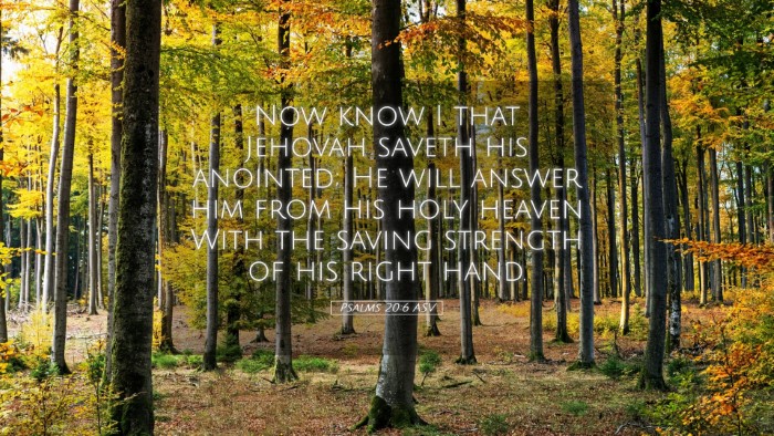 Picture 05 - Psalms 20:6 ASV Desktop Wallpaper - Now know I that Jehovah saveth his anointed; He - Desktop Bible Verse Wallpaper