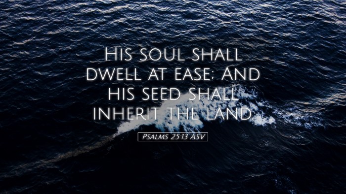 Picture 05 - Psalms 25:13 ASV Desktop Wallpaper - His soul shall dwell at ease; And his seed shall - Desktop Bible Verse Wallpaper