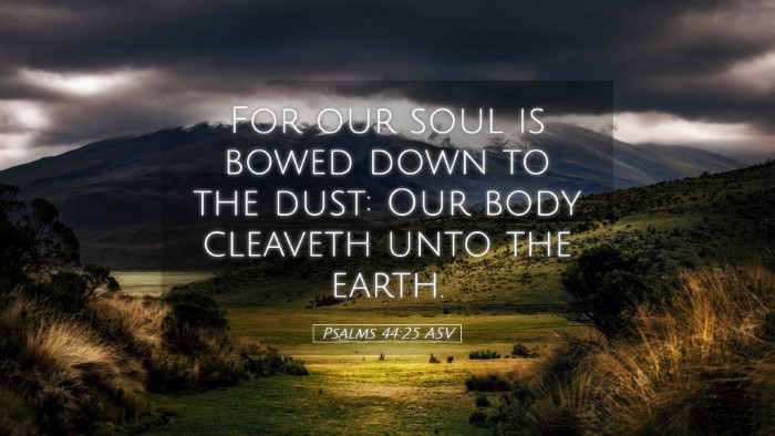 Picture 05 - Psalms 44:25 ASV Desktop Wallpaper - For our soul is bowed down to the dust: Our body - Desktop Bible Verse Wallpaper