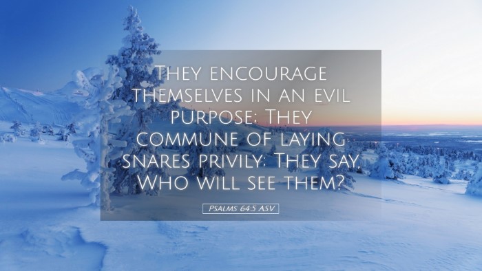 Picture 05 - Psalms 64:5 ASV Desktop Wallpaper - They encourage themselves in an evil purpose; - Desktop Bible Verse Wallpaper
