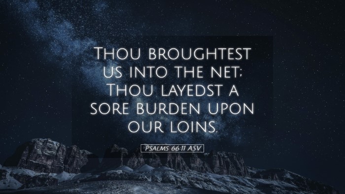Picture 05 - Psalms 66:11 ASV Desktop Wallpaper - Thou broughtest us into the net; Thou layedst a - Desktop Bible Verse Wallpaper