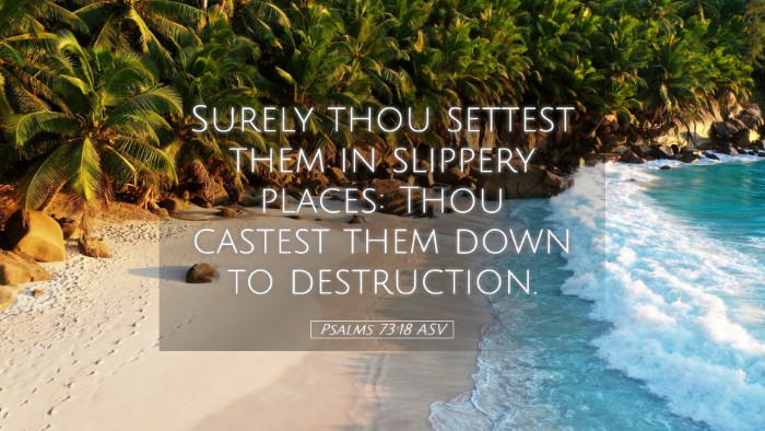Picture 05 - Psalms 73:18 ASV Desktop Wallpaper - Surely thou settest them in slippery places: Thou - Desktop Bible Verse Wallpaper