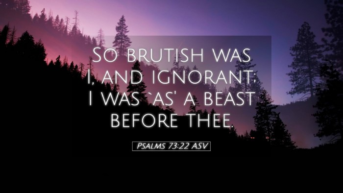 Picture 05 - Psalms 73:22 ASV Desktop Wallpaper - So brutish was I, and ignorant; I was `as' a - Desktop Bible Verse Wallpaper