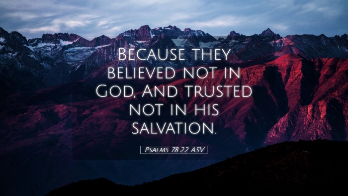 Picture 05 - Psalms 78:22 ASV Desktop Wallpaper - Because they believed not in God, And trusted not - Desktop Bible Verse Wallpaper