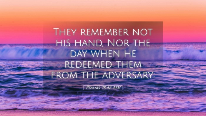 Picture 05 - Psalms 78:42 ASV Desktop Wallpaper - They remember not his hand, Nor the day when he - Desktop Bible Verse Wallpaper