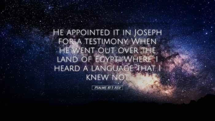 Picture 05 - Psalms 81:5 ASV Desktop Wallpaper - He appointed it in Joseph for a testimony, When - Desktop Bible Verse Wallpaper