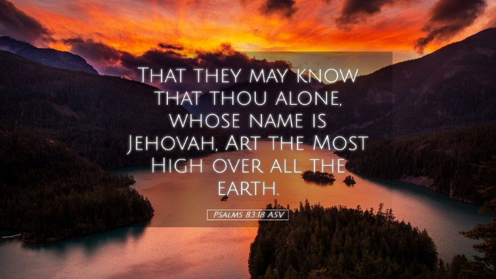 Picture 05 - Psalms 83:18 ASV Desktop Wallpaper - That they may know that thou alone, whose name is - Desktop Bible Verse Wallpaper