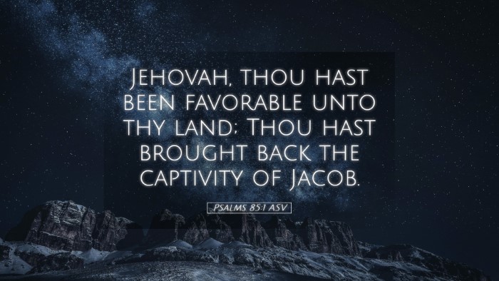 Picture 05 - Psalms 85:1 ASV Desktop Wallpaper - Jehovah, thou hast been favorable unto thy land; - Desktop Bible Verse Wallpaper