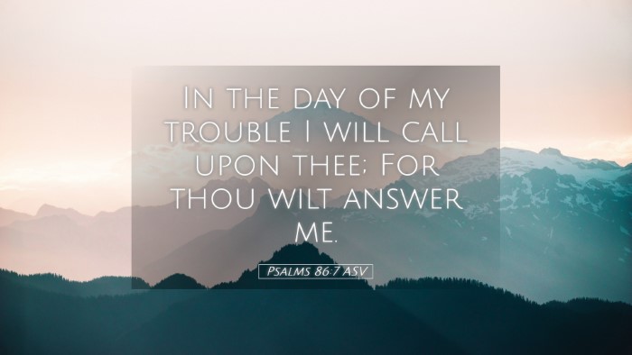 Picture 05 - Psalms 86:7 ASV Desktop Wallpaper - In the day of my trouble I will call upon thee; - Desktop Bible Verse Wallpaper