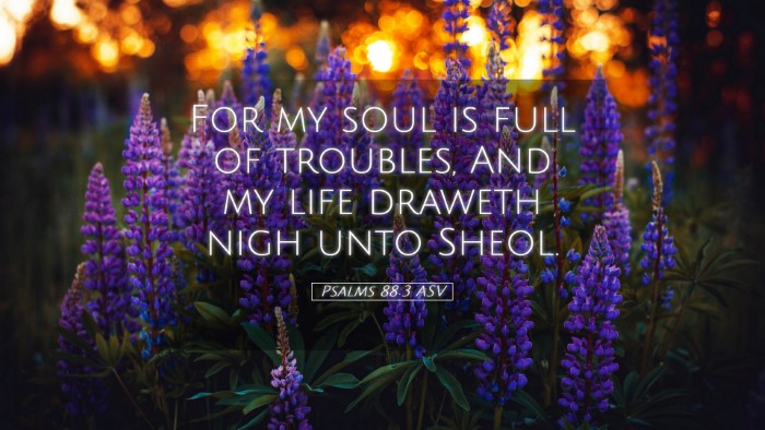 Picture 05 - Psalms 88:3 ASV Desktop Wallpaper - For my soul is full of troubles, And my life - Desktop Bible Verse Wallpaper
