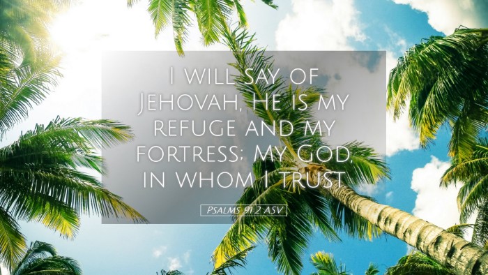 Picture 05 - Psalms 91:2 ASV Desktop Wallpaper - I will say of Jehovah, He is my refuge and my - Desktop Bible Verse Wallpaper