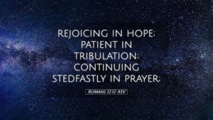 Picture 05 - Romans 12:12 ASV Desktop Wallpaper - rejoicing in hope; patient in tribulation; - Desktop Bible Verse Wallpaper