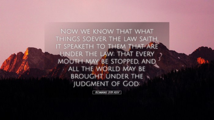 Picture 05 - Romans 3:19 ASV Desktop Wallpaper - Now we know that what things soever the law - Desktop Bible Verse Wallpaper