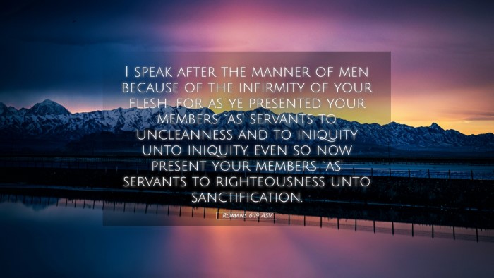 Picture 05 - Romans 6:19 ASV Desktop Wallpaper - I speak after the manner of men because of the - Desktop Bible Verse Wallpaper