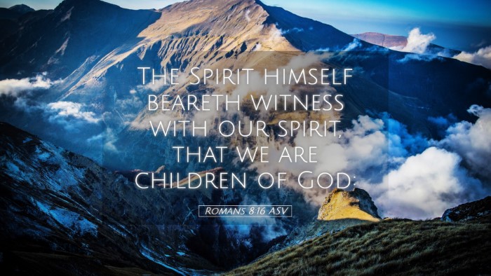Picture 05 - Romans 8:16 ASV Desktop Wallpaper - The Spirit himself beareth witness with our - Desktop Bible Verse Wallpaper