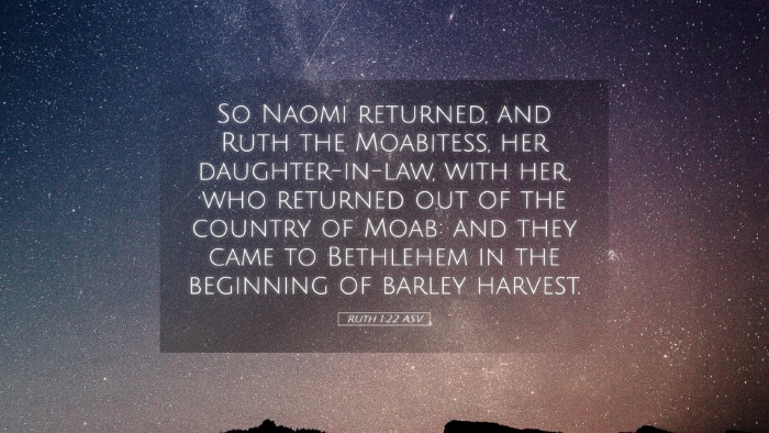 Picture 05 - Ruth 1:22 ASV Desktop Wallpaper - So Naomi returned, and Ruth the Moabitess, her - Desktop Bible Verse Wallpaper