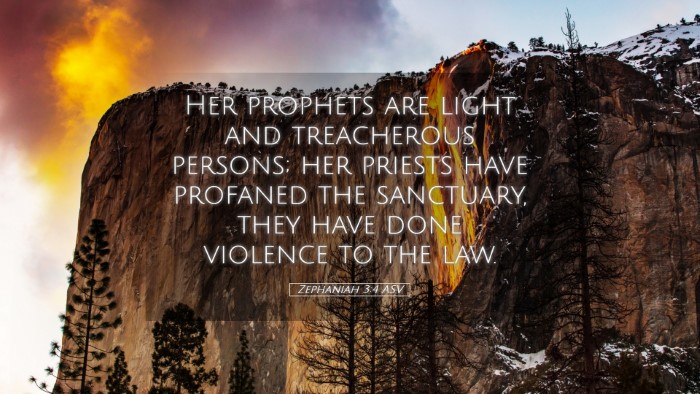 Picture 05 - Zephaniah 3:4 ASV Desktop Wallpaper - Her prophets are light and treacherous persons; - Desktop Bible Verse Wallpaper