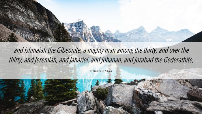 Picture 06 - 1 Chronicles 12:4 ASV Desktop Wallpaper - and Ishmaiah the Gibeonite, a mighty man among - Desktop Bible Verse Wallpaper