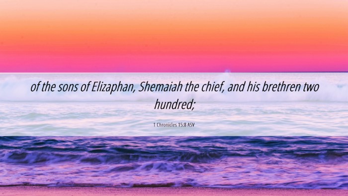 Picture 06 - 1 Chronicles 15:8 ASV Desktop Wallpaper - of the sons of Elizaphan, Shemaiah the chief, and - Desktop Bible Verse Wallpaper